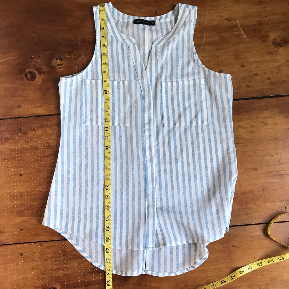 Sanctuary Blue & White Sheer Button Down Top/Blouse - Picture 5 of 11